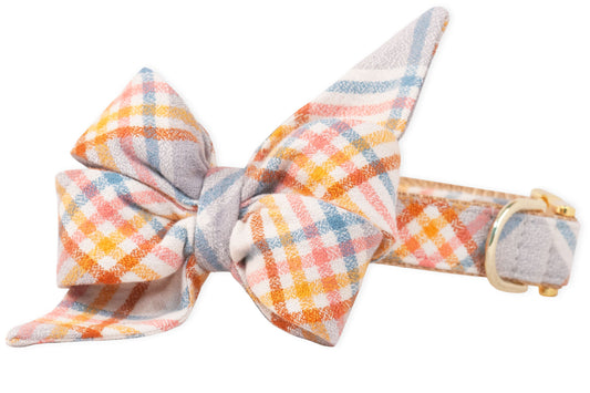 Front Porch Flannel Belle Bow Dog Collar - Crew LaLa