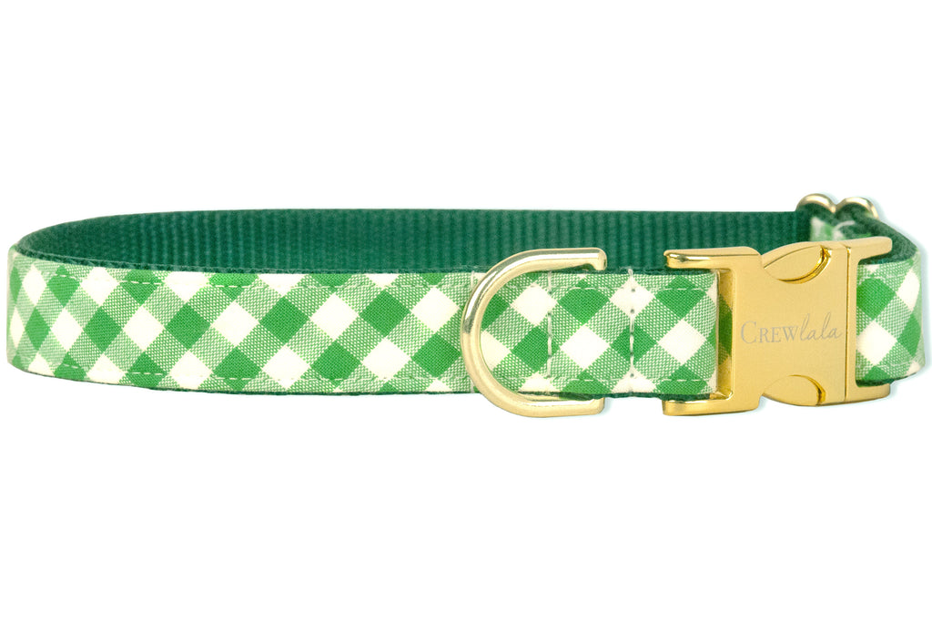 Green Picnic Plaid Dog Collar