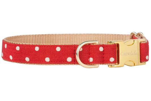 Ivory Dot on Ruby Red Dog Collar - Crew LaLa