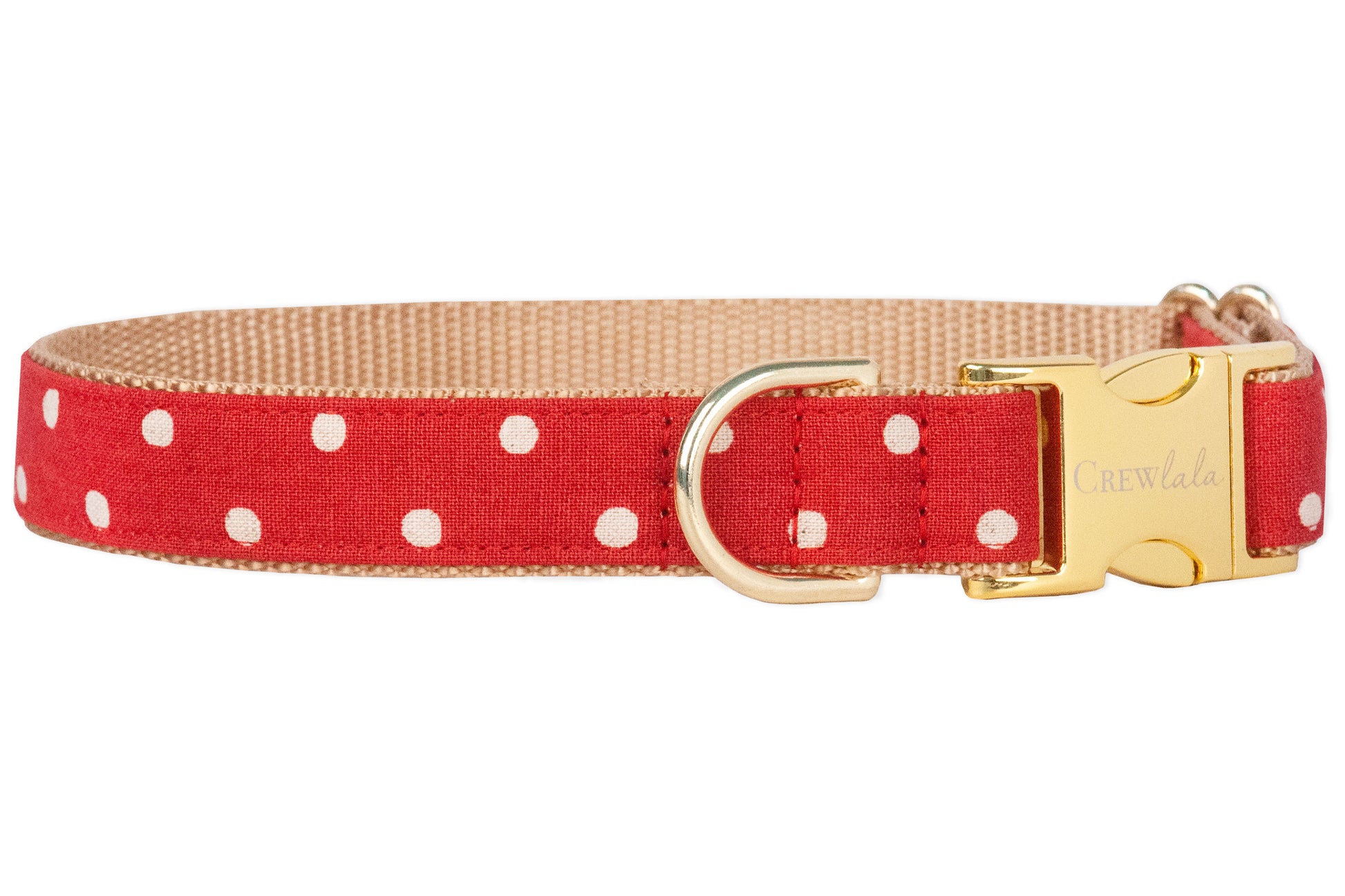 Ivory Dot on Ruby Red Bow Tie Dog Collar - Crew LaLa