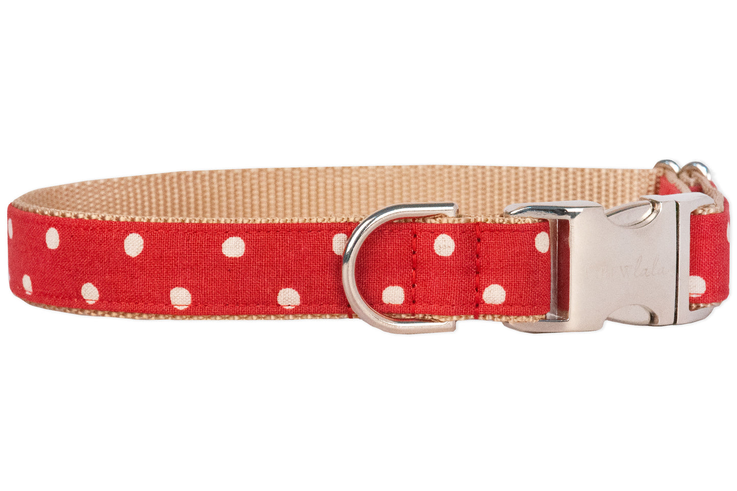 Ruby Red Dog Collar with Navy Leather + Ivory and Gray Stitching