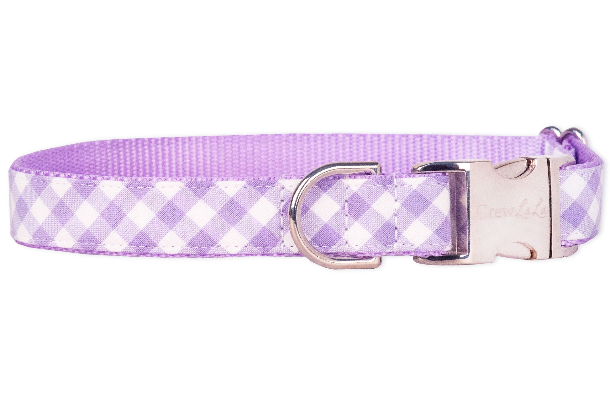 Lavender Picnic Plaid Belle Bow Dog Collar - Crew LaLa