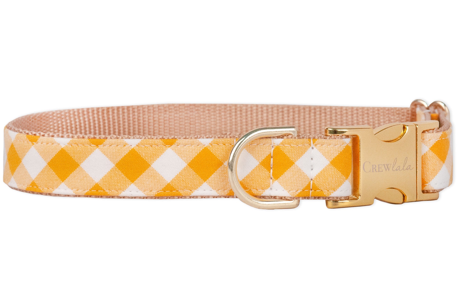 Mustard Check Bow Tie Dog Collar - Crew LaLa