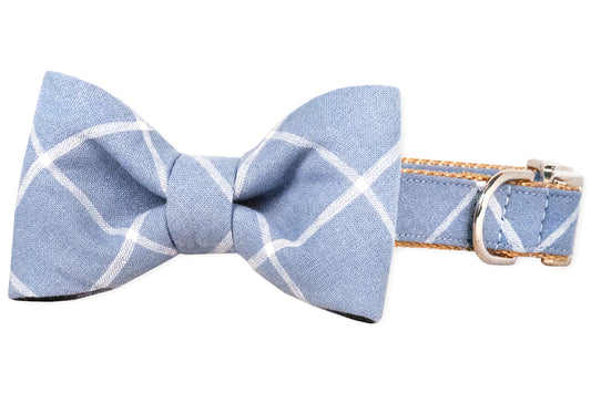 Nantucket Plaid Bow Tie Dog Collar - Crew LaLa