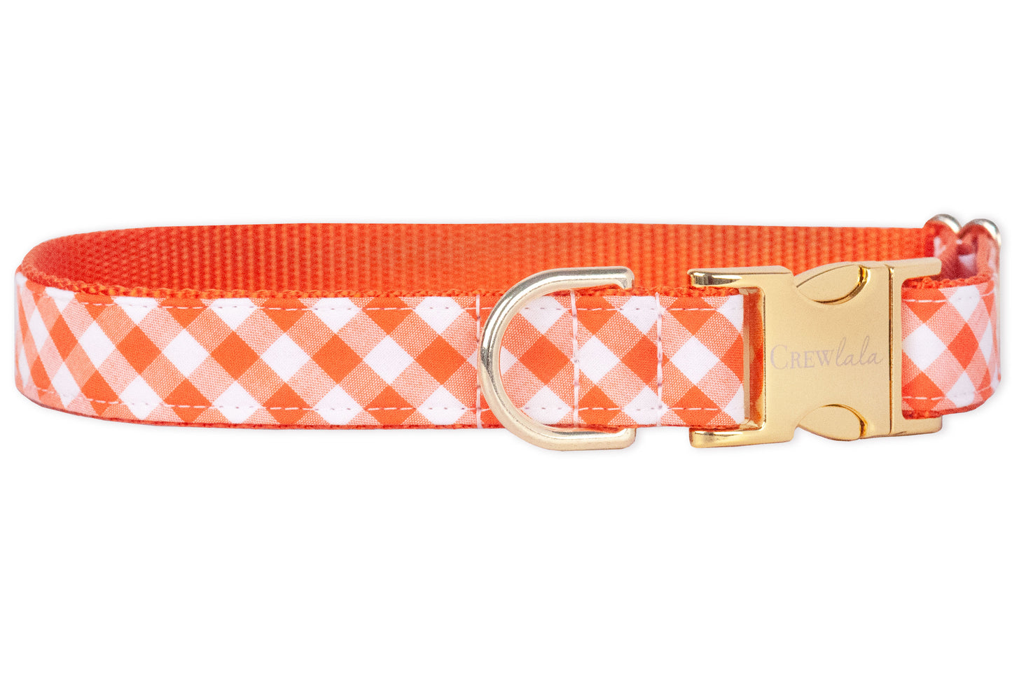Orange Picnic Plaid Belle Bow Dog Collar - Crew LaLa
