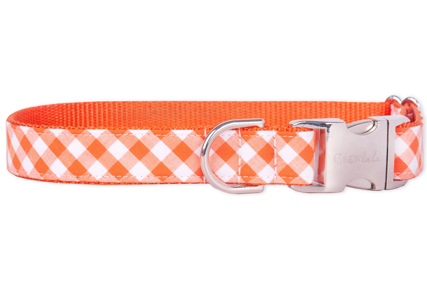 Orange Picnic Plaid Belle Bow Dog Collar - Crew LaLa