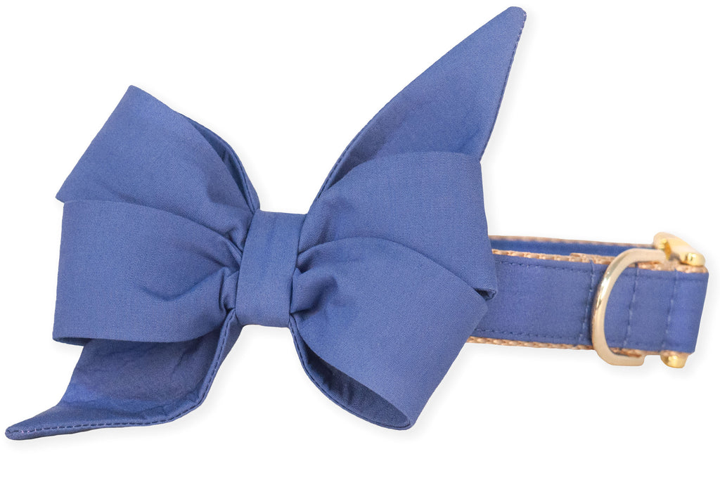 Berry Blue Belle Bow Dog Collar