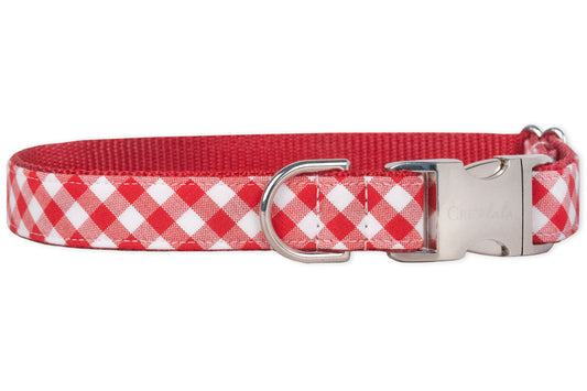 Red Picnic Plaid Dog Collar - Crew LaLa