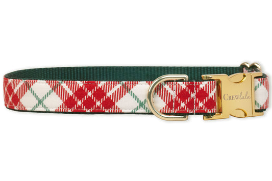 Red Present Plaid Everyday Dog Collar - Crew LaLa