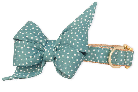 Sage Spots Belle Bow Dog Collar - Crew LaLa