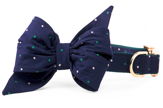 Baby Parker Dot Belle Bow Dog Collar - Crew LaLa