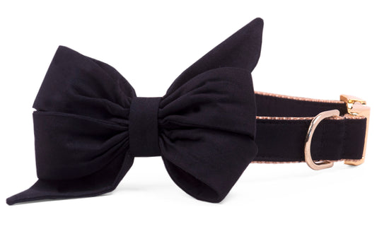 Black Onyx Belle Bow Dog Collar - Crew LaLa