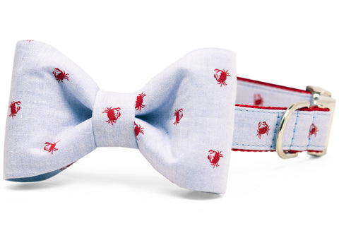 Feeling Crabby Bow Tie Dog Collar - Crew LaLa
