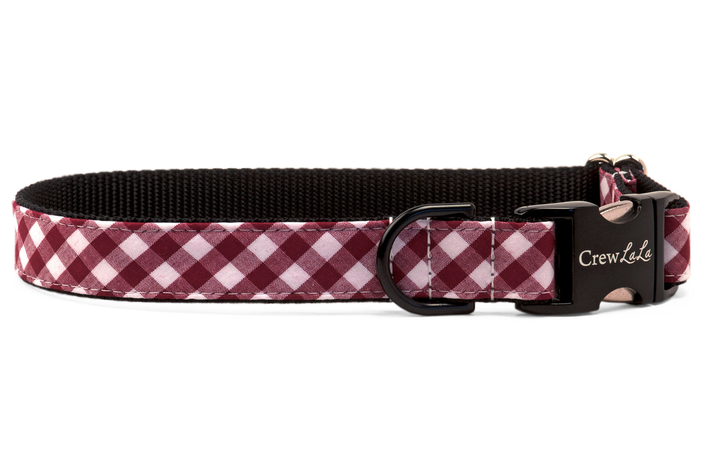 Gamecock Garnet Check on Black Dog Collar - Crew LaLa