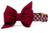 Alabama Crimson on Crimson Check Belle Bow Dog Collar - Crew LaLa
