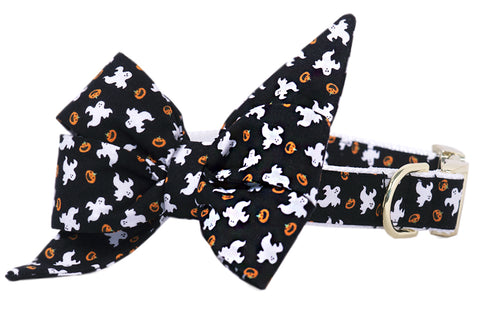 Ghosts and Gourds Belle Bow Dog Collar