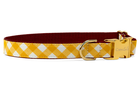 Redskins Gold Check on Burgundy Dog Collar - Crew LaLa