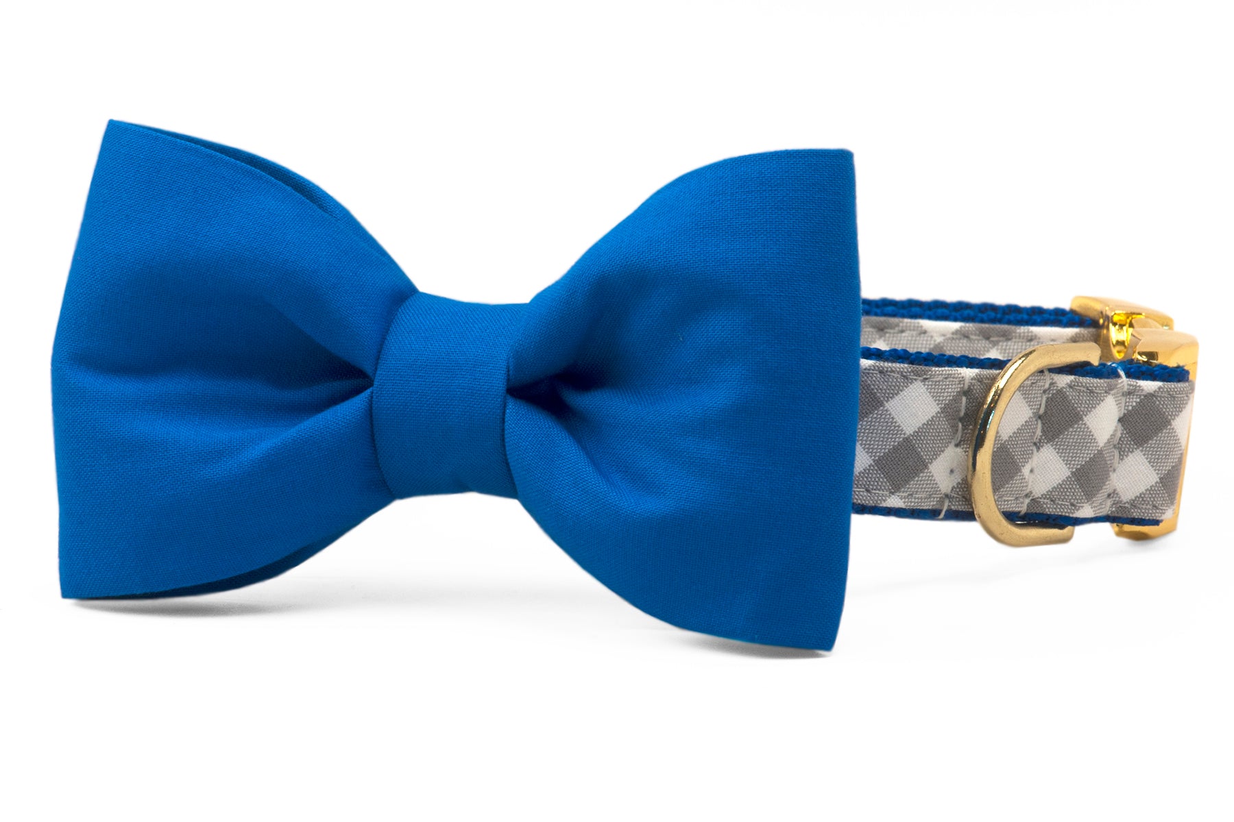 Air Force Blue on Silver Check Bow Tie Dog Collar - Crew LaLa
