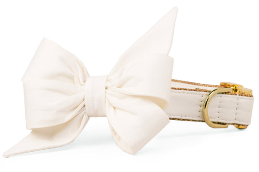 Ivory Belle Bow Dog Collar - Crew LaLa