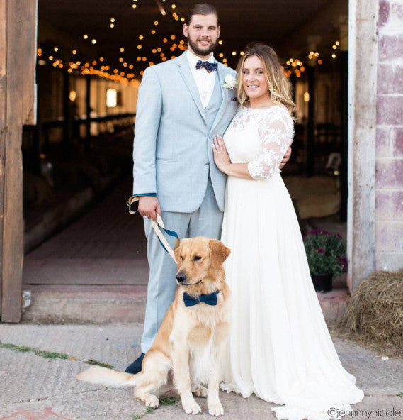 Navy Blue Bow Tie Dog Collar - Crew LaLa