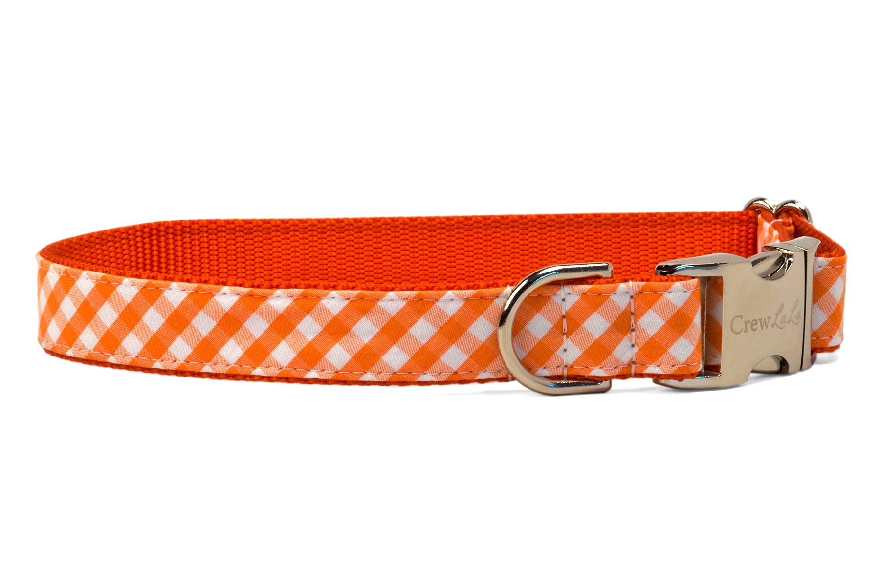 Texas Burnt Orange on Orange Check Bow Tie Dog Collar - Crew LaLa