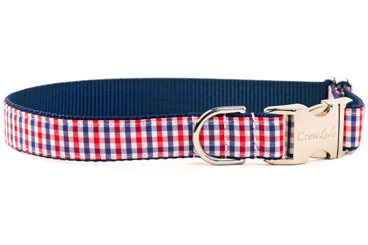 Red, White & Blue Gingham Bow Tie Dog Collar - Crew LaLa