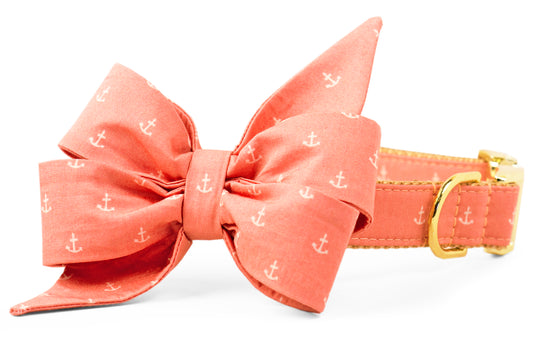 Rose Anchors Belle Bow Dog Collar - Crew LaLa