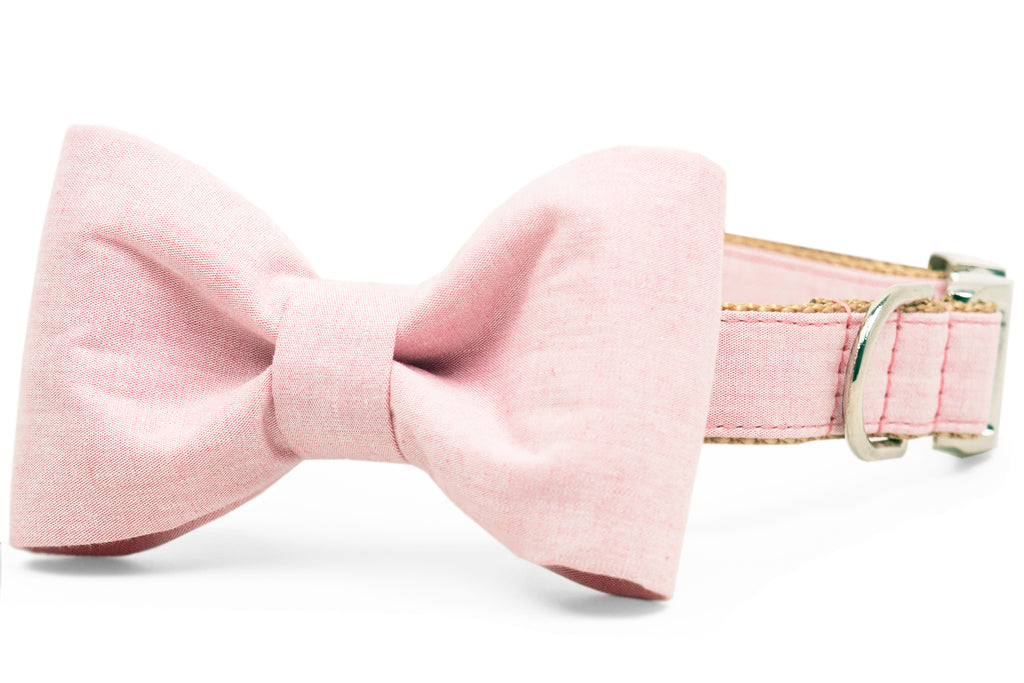 Rose Water Linen Bow Tie Dog Collar - Crew LaLa