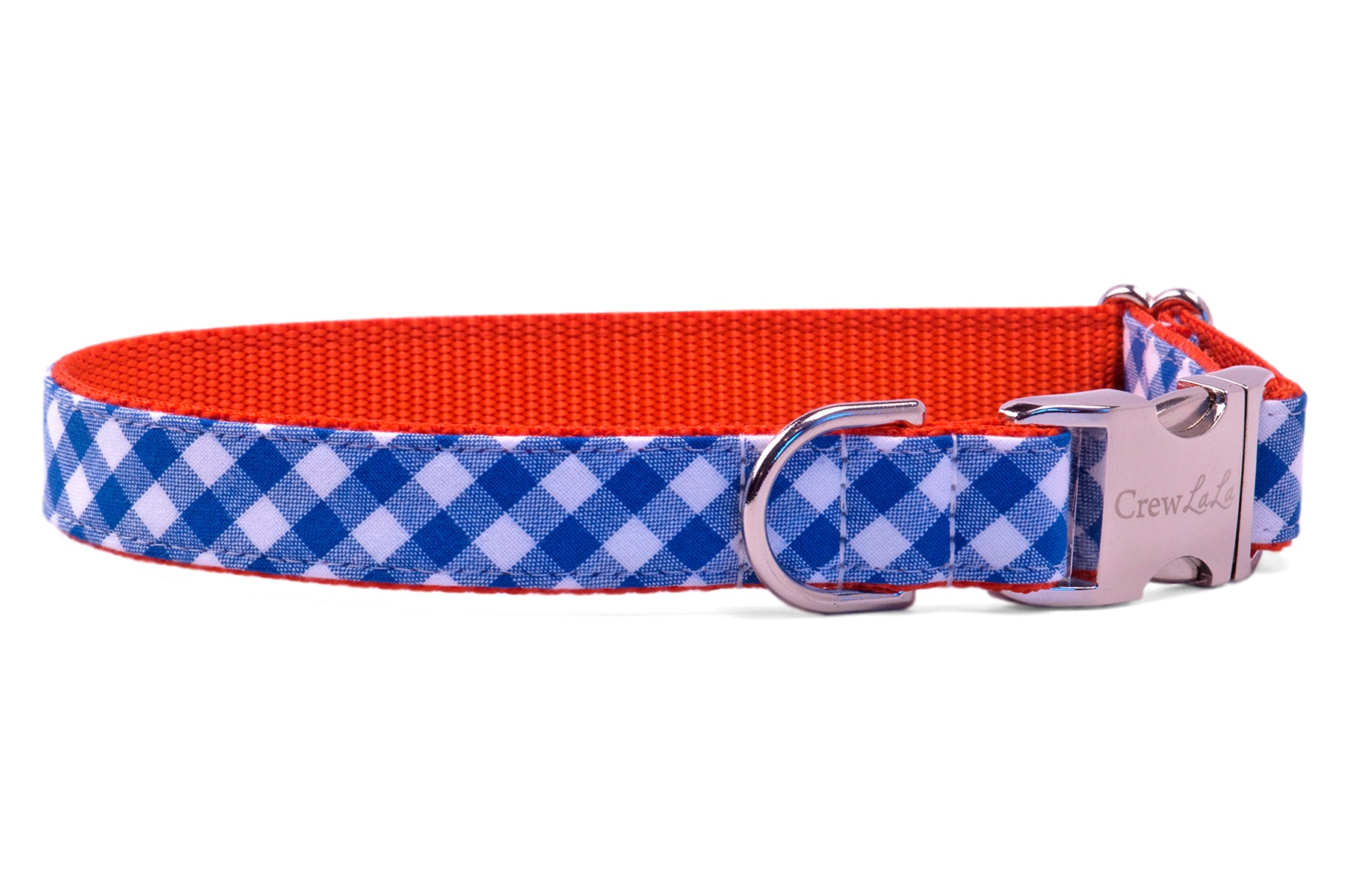 Florida Blue Check on Orange Dog Collar - Crew LaLa