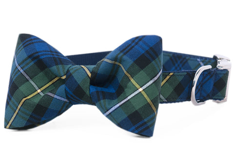 Schoolhouse Plaid Bow Tie Dog Collar