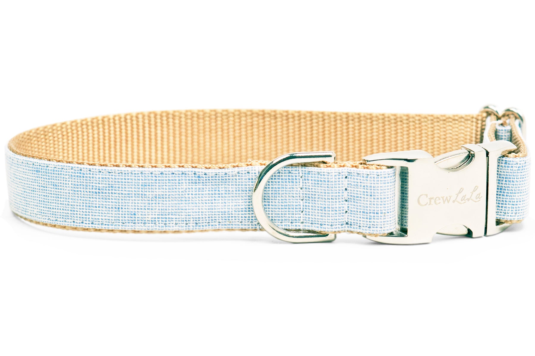 Sky Blue Linen Bow Tie Dog Collar - Crew LaLa