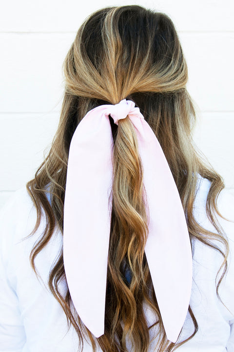 Soft Pink Linen Hair Tie - Crew LaLa