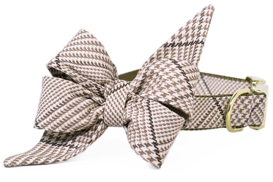 Windsor Plaid Belle Bow Dog Collar - Crew LaLa