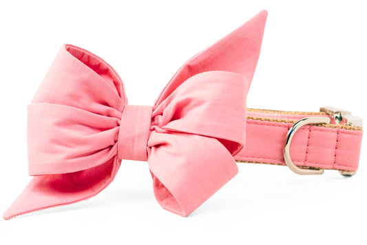Woodrose Pink Belle Bow Dog Collar - Crew LaLa